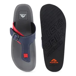 Adda Men Colourblocked Buckled Rubber Thong Flip-Flops image 4
