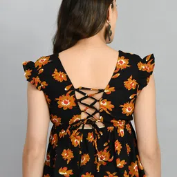 fuchsia PRETTY LOVING THING Floral Print Sweetheart Neck Flutter Sleeve Peplum Top image 5