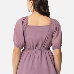 ALL WAYS YOU Puff Sleeve Square Neck Georgette Peplum Top image 5