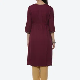 Rangriti Women Maroon Self design Top image 5