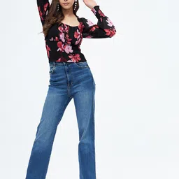 Harpa Floral Print Square Neck Cuff Sleeves Regular Top image 5