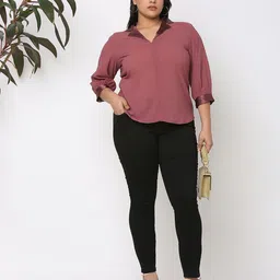 Curves by MISH Plus Size Cuffed Sleeves Shirt Style Top image 5