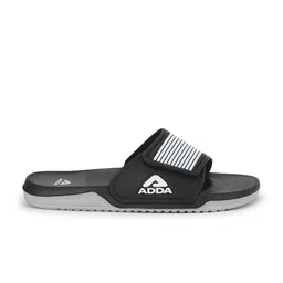 Adda Men Black & White Striped Rubber Sliders image 5