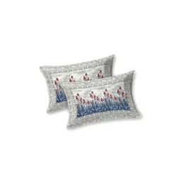 bedsheet dotcom Blue Traditional 180 TC Cotton Printed Bedsheet With Two Pillow Covers For Queen Bed (Little Greene Printed ,Blue ,153 GSM) image 2