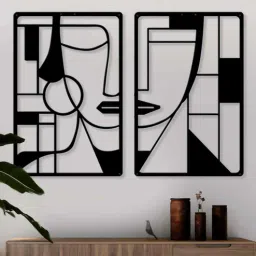 vinoxo Boho Faces Set of 2 Black Vintage Metal Wall Art-picture-16