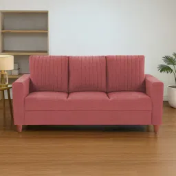 mintwud from pepperfry Matsu Fabric 3 Seater Sofa In Pink Colour-picture-10