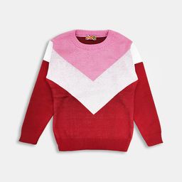 Here&Now X Game Begins Girls Chevron Colourblocked Pullover-picture-5