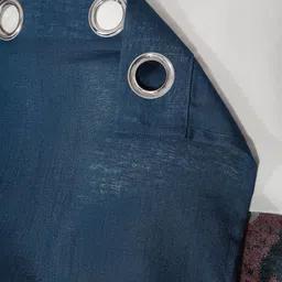 ROSARA HOME Pack of 2 Navy Blue Solid Polyester Sheer Door Curtain image 4