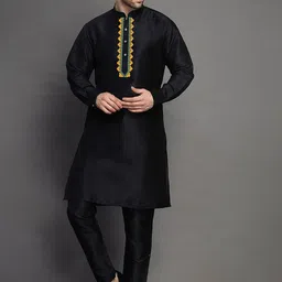 Utsav Fashion Ethnic Motifs Yoke Design Regular Thread Work Kurta with Trousers-picture-31