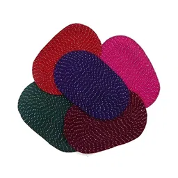 Supreme Home Collective Red & Green 5 Pieces Textured Cotton Anti Skid Doormats-image-92