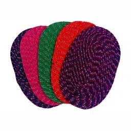 Supreme Home Collective Red & Green 5 Pieces Textured Cotton Anti Skid Doormats-image-89