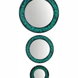 VAS collection home Pack of 3 Textured Green Round Mirror-picture-5