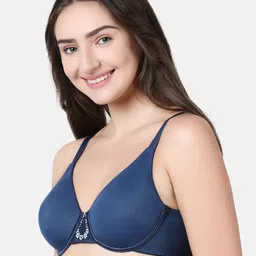 Enamor Navy Blue Solid Underwired Non Padded Minimizer Bra F039 image 2