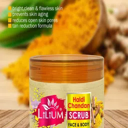 Lilium Haldi Chandan Face & Body Scrub with Vitamin E & Aloevera - 250 g image 4