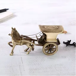 Two Moustaches Brown Horse Cart Curio Showpiece image 3