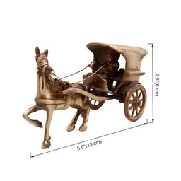 Two Moustaches Brown Horse Cart Curio Showpiece image 4