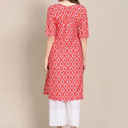 7threads KALINI Women Pack Of 2 Orange & Violet Geometric Printed Summer Sheers Crepe Kurta image 5