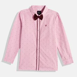 Allen Solly Junior Boys Slim Fit Self Design Pure Cotton Casual Shirt with Bow Tie-picture-45
