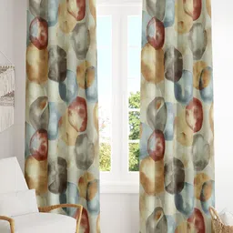 Tesmare Beige & Blue Abstract Long Door Core Curtain-picture-10