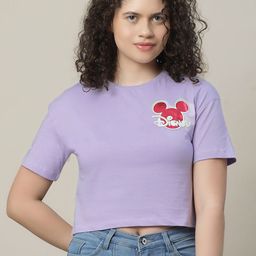 Kids Ville Girls Mickey & Friends Printed Pure Cotton Relaxed Fit Crop Tshirt-picture-39