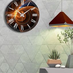 OLIVE TREE Brown & White Printed Contemporary Analogue Wooden Round Wall Clock-picture-16