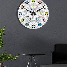 OLIVE TREE White & Grey Printed Contemporary MDF Wooden Analogue Wall Clock-picture-26