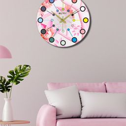 OLIVE TREE Pink & Green Printed Contemporary Wall Clock-picture-23