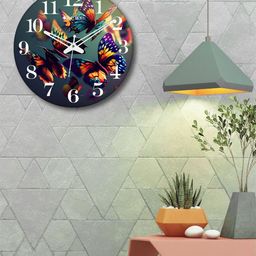 OLIVE TREE Blue & White Printed Contemporary Wall Clock-picture-15