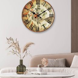OLIVE TREE Brown & Black Printed Round Shape Contemporary Analogue Wall Clock-picture-2
