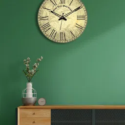 OLIVE TREE Cream-Coloured & Black Printed Round Shape Vintage Wall Clock-picture-37