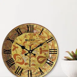 OLIVE TREE Yellow & Brown Printed Contemporary Wall Clock image 4