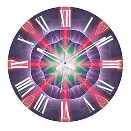 OLIVE TREE Purple & White Printed Contemporary MDF Wooden Analogue Wall Clock image 3