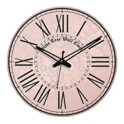 OLIVE TREE Black & Pink Printed Round Shape Contemporary Analogue Wall Clock image 3