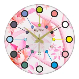 OLIVE TREE Pink & Green Printed Contemporary Wall Clock image 4