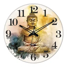 OLIVE TREE Grey & Brown Printed Traditional Analogue Wooden Round Wall Clock image 3