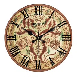 OLIVE TREE Brown & Green Printed Round Shape Contemporary Analogue Wall Clock image 4