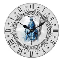 OLIVE TREE White & Blue Printed Contemporary Wall Clock image 3