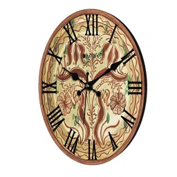 OLIVE TREE Brown & Green Printed Round Shape Contemporary Analogue Wall Clock image 2