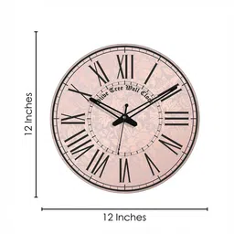 OLIVE TREE Black & Pink Printed Round Shape Contemporary Analogue Wall Clock image 4