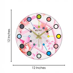 OLIVE TREE Pink & Green Printed Contemporary Wall Clock image 5