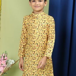 TABARD Boys Warli Printed Mandarin Collar Cotton Kurta-picture-5