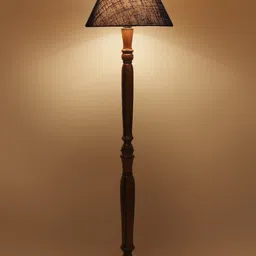 Devansh Blue Textured Wood & Jute Conical Floor Lamp image 2