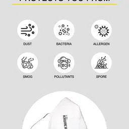 Bewakoof Pack Of 50 White Solid Pure Cotton Outdoor Masks image 3