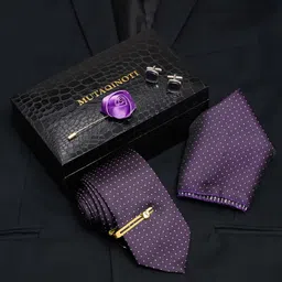 MUTAQINOTI Men Dotted Silk Necktie Accessory Gift Set-image-11