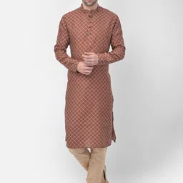 TABARD Men Red Geometric Printed Kurta-picture-18