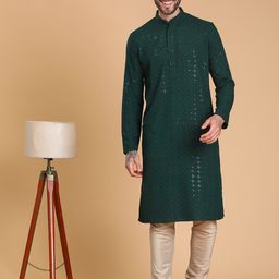 TABARD Mandarin Collar Cotton Embroidered Kurta-picture-13