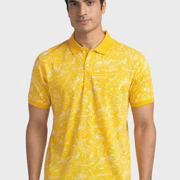 ColorPlus Slim Fit Abstract Printed Polo Collar Pure Organic Cotton T-shirt-picture-50
