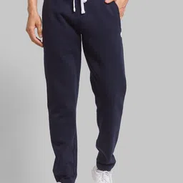 Parx Men Navy Blue Solid Cotton Track Pants-image-5