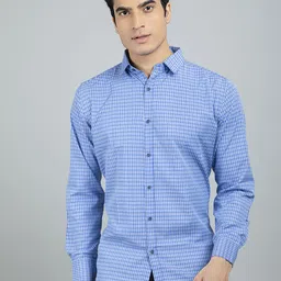 RED FEATHER Men Grid Tattersall Checks Cotton Formal Shirt-picture-11