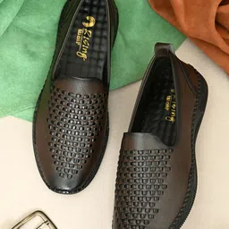 Rising Wolf Textured Slip-Ons Formal Loafers Shoes-picture-35